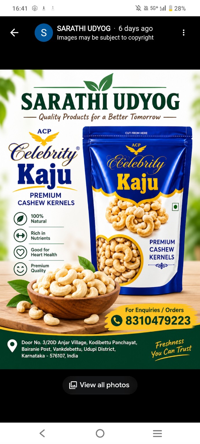 SARATHI UDYOG Celebrity Kaju Premium Cashew Kernels